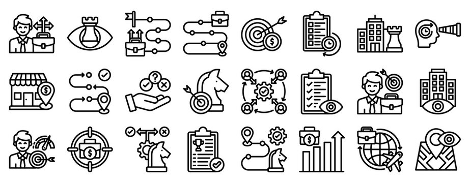 Business Direction Icon Set Collection Outline Style. Vector illustration.