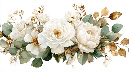 Elegant White Peonies And Eucalyptus