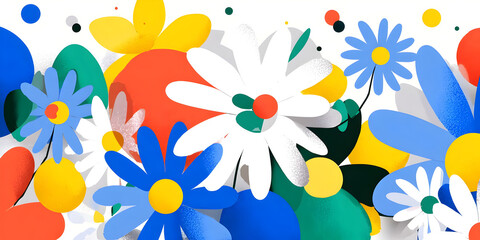 Colorful Stylized Flowers, ai generated.
