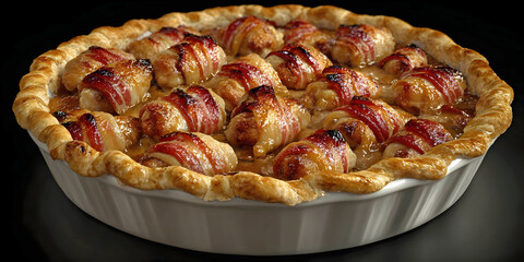 Pigs in Blankets Pie: Savory Christmas Snack, ai generated.
