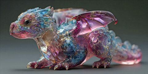 Crystal Hatchling: Gem-Scaled Fantasy Beast, ai generated