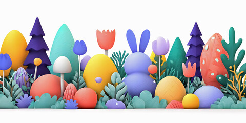 Colorful Stylized Flowers, ai generated.