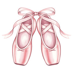 Elegant pink ballet slippers tied together with satin ribbons