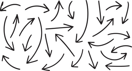 Hand drawn brush vector arrows black and white