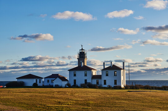 The Beavertail Lighthouse, built in 1856, Beavertail State Park, Jamestown, Rhode Island, New England
