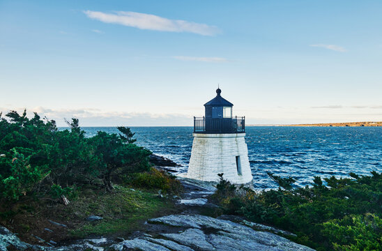 Castle Hill lighthouse, built in 1890, Newport, Rhode Island, New England