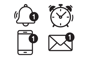 Notification Bell Vector Icons with Alert and Reminder Symbols
