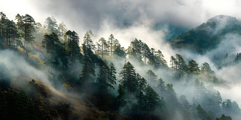 Misty Mountain Forest, ai generated.