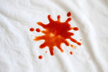 Close-up of a Red Stain on White Fabric