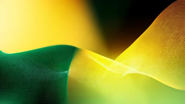 The gradient background is yellow and green, with light and shadow on the left side of the screen The lines in front have an abstract shape giving it a serse of technology