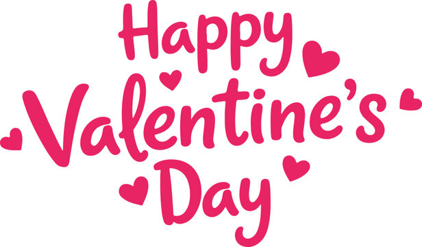 Happy valentines day" elegant script lettering typography design isolated on white.