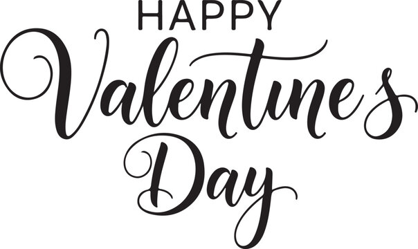 Happy valentines day elegant script lettering typography design