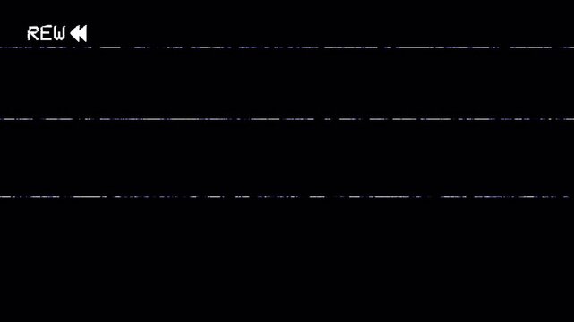 Retro VHS Rewind Screen Glitch Overlay 4K Video with Alpha Channel for Transition or Effect 4k video animation seamless loop