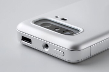 Fototapeta premium Macro photo of a portable vascular-pattern scanner with beveled optical window, seamless matte housing, silver accents and medical-grade design