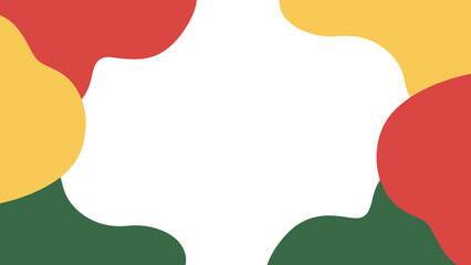 Abstract organic shapes in red yellow and green create a playful and modern border around a clean white background space for text and design elements