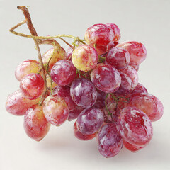 Fresh Pink Red Wine Grapes with Brown Stem Bunch Isolated - Premium Organic Food Stock Photo