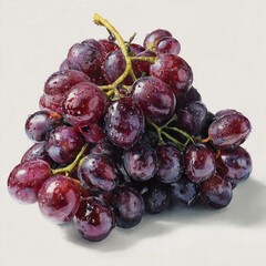Premium Dark Purple Wine Grapes with Brown Stem Isolated - Fresh Ripe Fruit Stock Photography