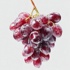 Premium Dark Red Maroon Wine Grapes Cluster Isolated on White - Fresh Ripe Bunch Stock Photo