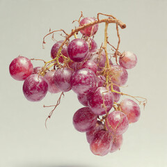 Dried Red Pink Wine Grapes Bunch on Beige Background - Autumn Vintage Harvest Stock Image