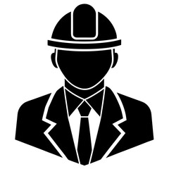 Engineer Wearing Helmet Silhouette Vector
