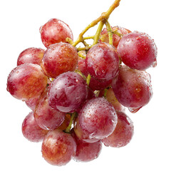 Fresh Light Pink Red Wine Grapes Bunch Isolated on White Background - Premium Food Stock Photo