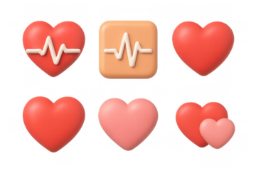 Heart icon collection with electrocardiogram design for valentine's day and health-themed graphics
