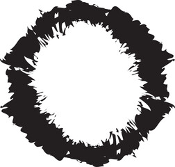 Abstract Black Brush Stroke Circle with Jagged Edges.