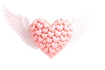 "Romantic holiday banner showing a pink heart against a crisp white background."