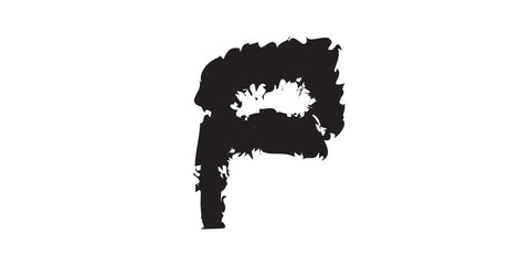 Abstract Silhouette of a Person with Long Hair and Beard.