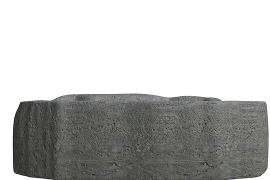 A rough, textured grey rectangular block, likely concrete or stone, viewed from the side transparent background, showing surface imperfections