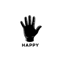 Fototapeta premium Striking black silhouette illustration of an open human hand with five fingers spread out, often symbolizing greeting or stop signal isolated on transparent background
