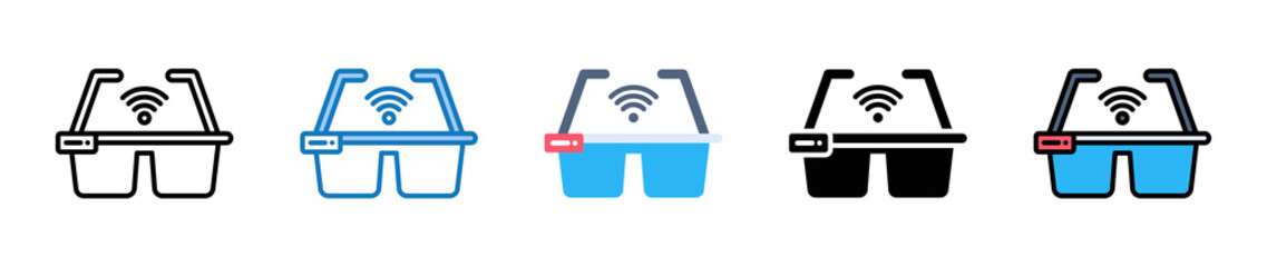 Smart Glasses multiple style icons set design vector illustration. 