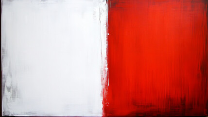 Abstract painting with minimalist style, white and red color blocks, modern and bold art