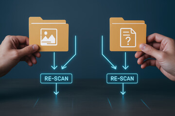 Ai automation process transformation business rpa robotics digital folder document re scan concept