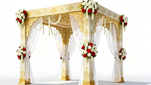Elegant wedding mandap decorated with flowers in traditional style