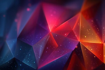 Vibrant abstract geometric background with glowing lights in blue, pink, and orange tones