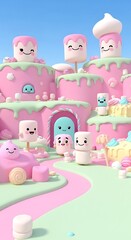 Whimsical Marshmallow World - A Sweet and Dreamy Landscape.