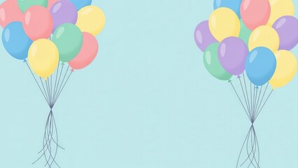 Colorful Balloons Floating Against a Serene Light Blue Background.