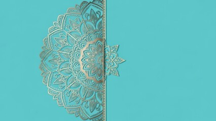 Elegant Mandala Design on Teal Background.