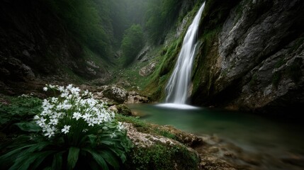 Waterfall landscape in the forest