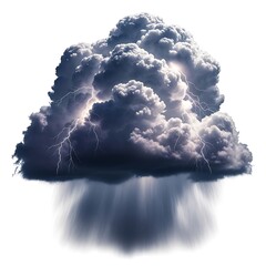 Dramatic Thunderstorm Cloud with Lightning Strikes and Heavy Rain.