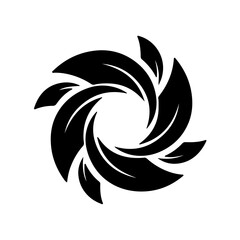 Fototapeta premium Abstract black swirling leaves design on white background, an elegant organic emblem symbolizing nature, growth, and eco-friendly flow. isolated on transparent background