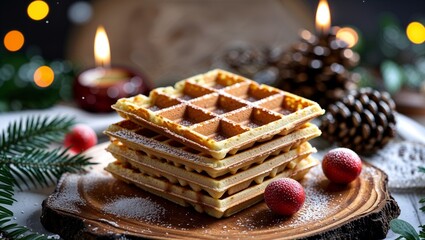 christmas cake with candles and decorations