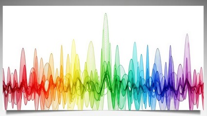 Vibrant Rainbow Sound Wave Abstract Design on White Background.