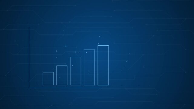 Business chart graphics and bar stats appearing. Animation of financial infographics diagram showing increasing business growth and success. Digital business trend.