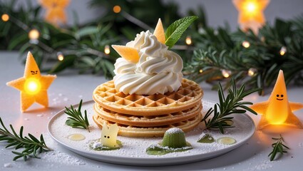 christmas cake with candles and decorations