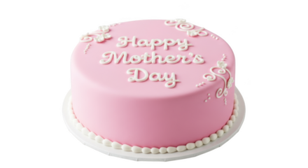 Pink Round Cake With Happy Mothers Day Text And White Icing birthday celebration