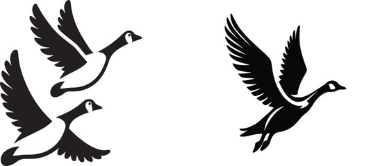 A minimalist depiction of three geese in flight presented in black and white © Kamrul Hasan 