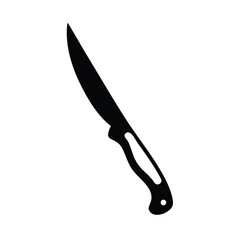 Fototapeta premium Simple black silhouette of a curved blade kitchen or utility knife with ergonomic handle cutout