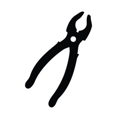 Obraz premium Simple black silhouette icon of a pair of end cutting pliers tool isolated on white background